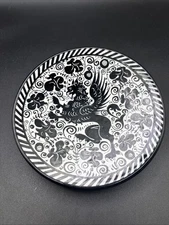 Fima Deruta Ceramic Plate Hand Painted Griffin Lion Black White Signed Italy 6”