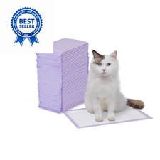Amazon Basics Cat Litter Pee Pads, Odor Control 40 Count, Purple and White