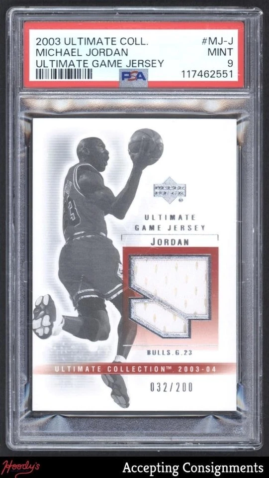 2003-04 Ultimate Collection Michael Jordan camiseta usada en el juego 032/200 PSA 9
