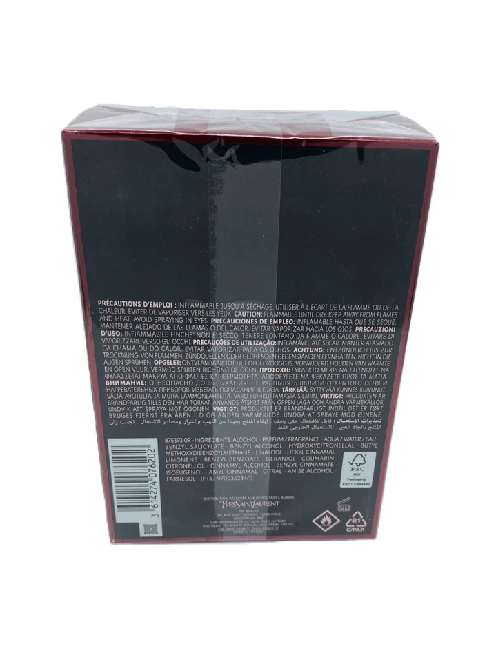 Yves Saint Laurent negro opio sobre rojo, 3 fl oz, EDP para mujer, nuevo Foto 3 de 4
