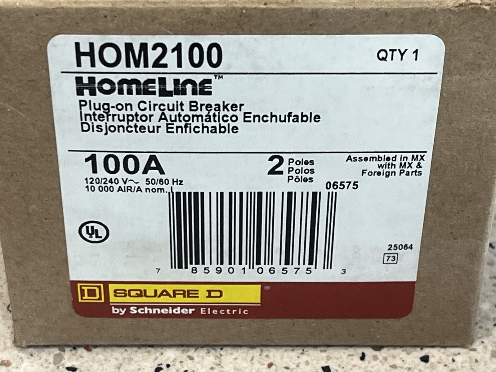 스퀘어디 HOM2100, 100암페어 회로 차단기 120/240VAC 2핀, 새 제품 (박스 포함), 미국 판매자 5