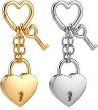 Heart Keychain Bag Charm Set Gold Silver Heart-Shaped Pendant for Handbags and