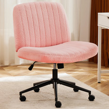Armless Cross Office Chairs with Wheels PU Leather Swivel Living Room Desk Chair