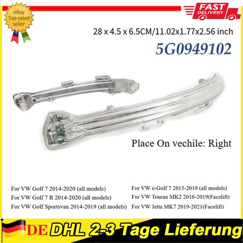 Aussenspiegel Spiegelblinker LED Leuchte Glasklar 5G0949101 Für VW Golf 7 Rechts