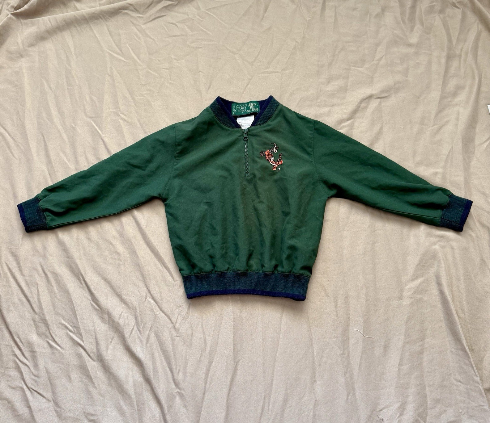 Vintage Disney Tigger Golf 2T Green 1/4 Zip Mock Neck Embroidered