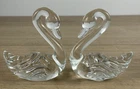 Fenton Swan Vintage 1980's Figurine Paperweight 4" Clear Glass Set of 2