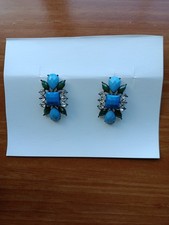Statement Earrings With Turquoise, Emerald, D...