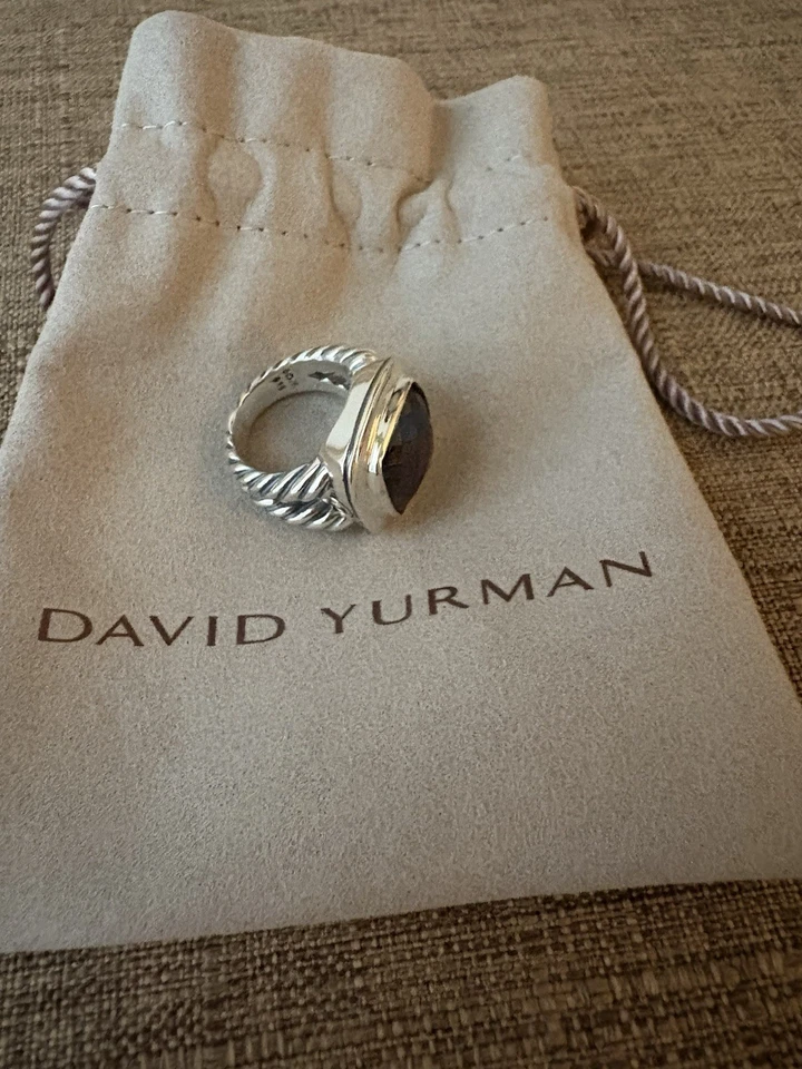 David Yurman Impressive Sterling Silver Garnet Ring Size 5 W/ Pouch - Image 3 of 3