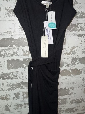 NWT! Nine Britton Amber Knit Midi Wrap Dress - Black Size MEDIUM | eBay