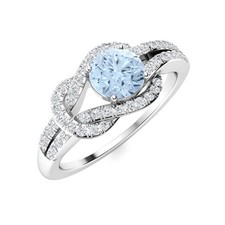 925 Silver Aquamarine Solitaire with Accents Womens day Ring Jewelry