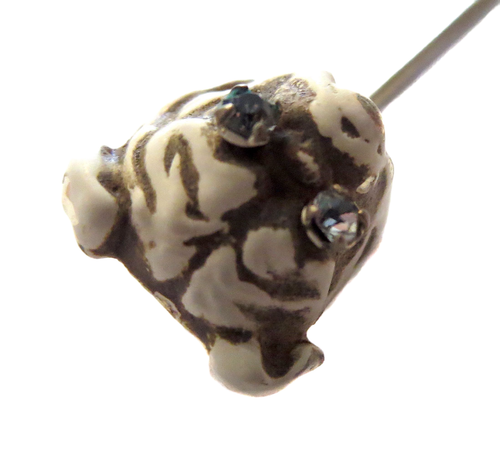 BULLDOG Enamel ANTIQUE Victorian STICKPIN - Picture 5 of 8