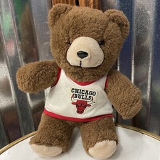 Vintage  90's  CHICAGO BULLS  Fuzzy Brown 9"  Plush NBA Basketball Bear