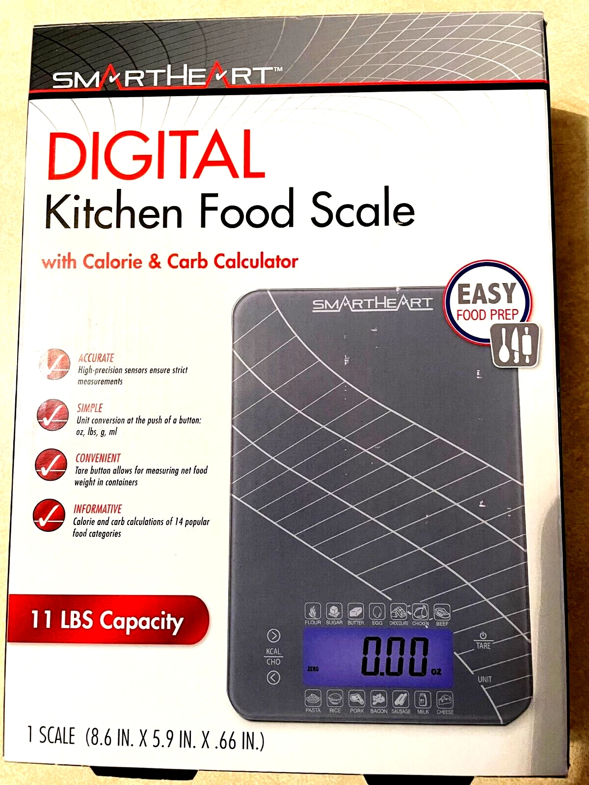 New Smart Heart Accurate Digital Kitchen Calorie & Carb Calculator Food Scale