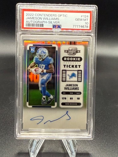 2022 Panini Contenders Optic Jameson Williams Rookie Silver Auto RC PSA GEM 10