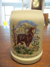 16. i V V Wanderlage Millellrunn 1988 rare big horn sheep stoneware beer stein