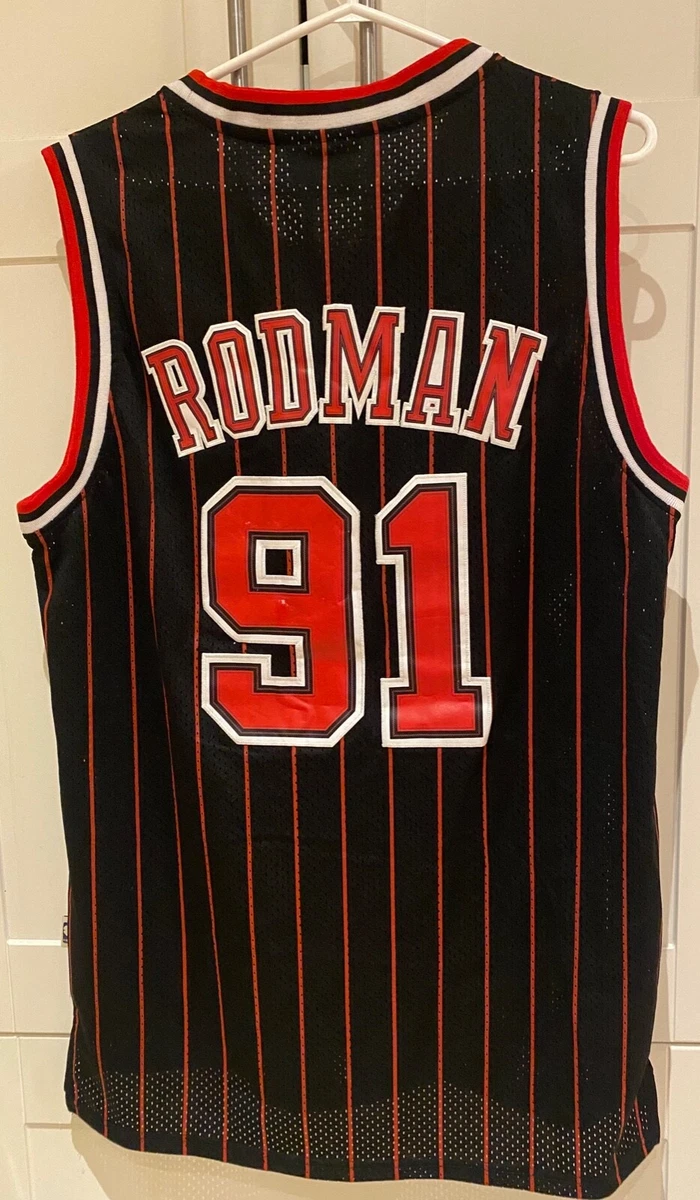 Dennis Rodman Bulls Throwback Black Jersey Large