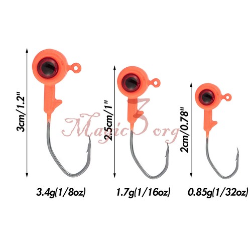 10 pezzi Crappie Jig Head 3D occhi piombo trota esca viva esche da pesca 1/32 oz-1/8 oz - Foto 6 di 10