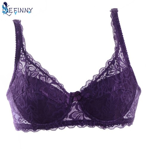 Women Sexy Underwire Push Up Bra 3/4 Cup Minimizer Padded Lace Sheer Bras ABCDEF - Picture 8 of 18