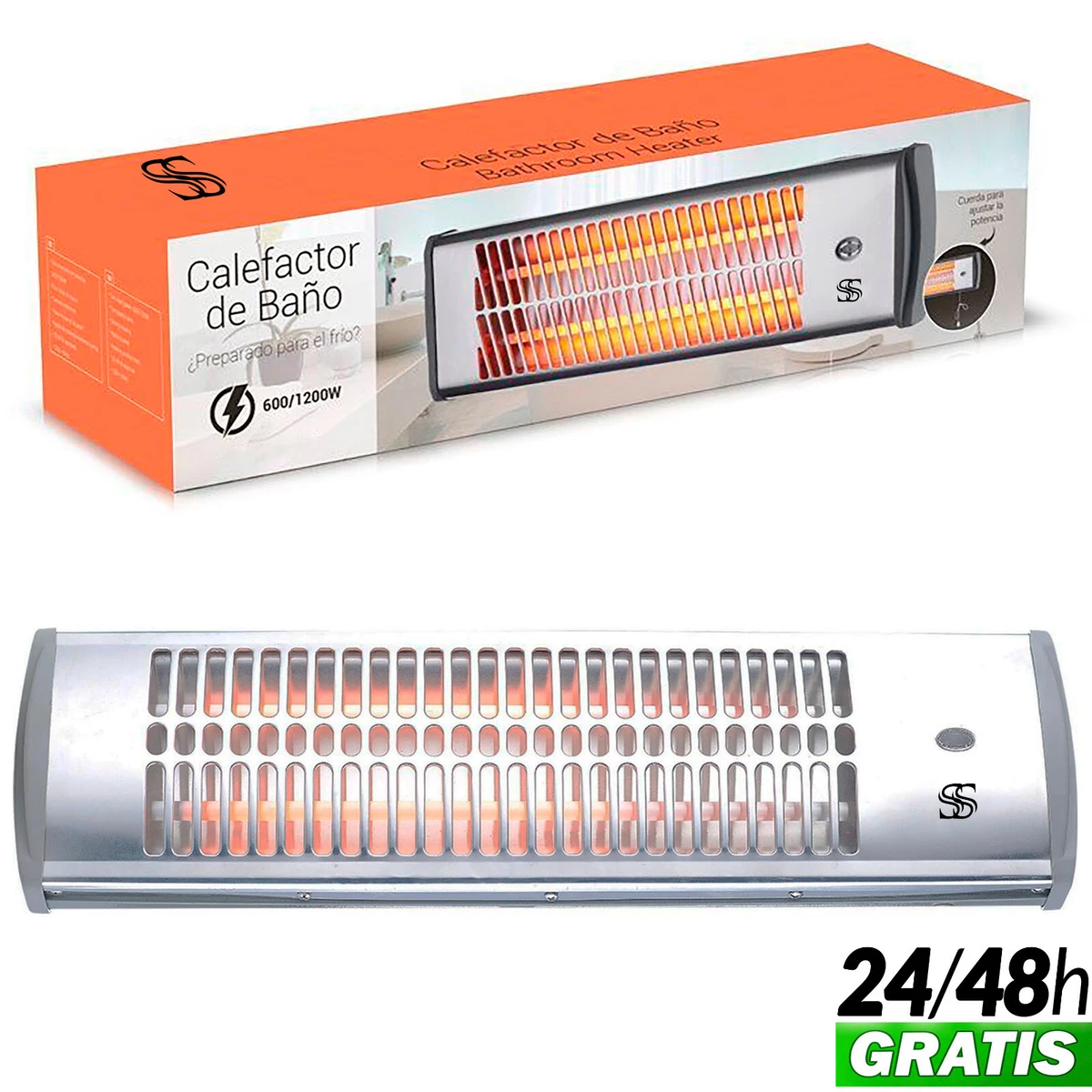 Heater Of Quartz 600 1200W Office Kitchen Bathroom Salon Air Doubl | eBay