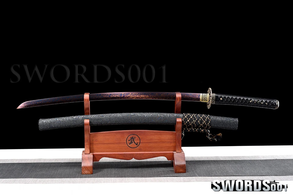Japanese Samurai Sword Damascus Folded Steel Red Blade Sharp 40'' Dragon Katana - Image 3 of 4