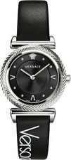 Versace VERE00918 V-Motiv silver black Leather Women's Watch NEW