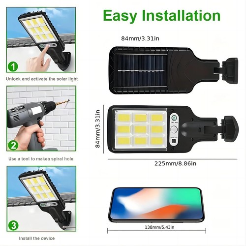 4-Pack Solar Street Lights 108 LED Motion Sensor Outdoor Wall Lamp w/ Remote - Picture 2 of 7