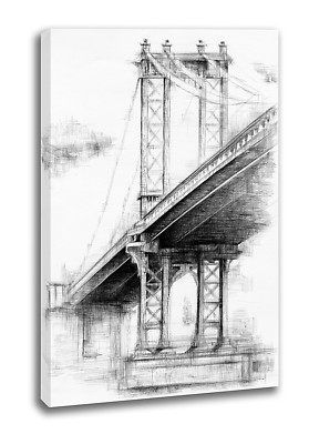 Intalence Art Unique Manhattan Bridge Wall Art Premium New York Canvas Art Print
