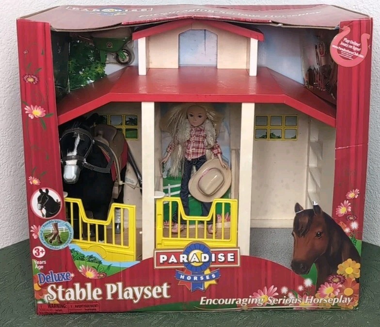 Paradise Horses Large Deluxe Horse Stable Playset With Doll & Horse Toyset 2011