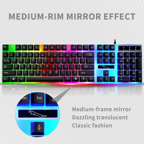 RGB Gaming Tastatur Verkabelt Maus Kit Gamer USB Keyboard Mouse Für PC Laptop - Zdjęcie 7 z 14