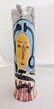 WEG/ WEC? Vtg Pottery Ceramic Pitcher with Woman Man Face Design 12in