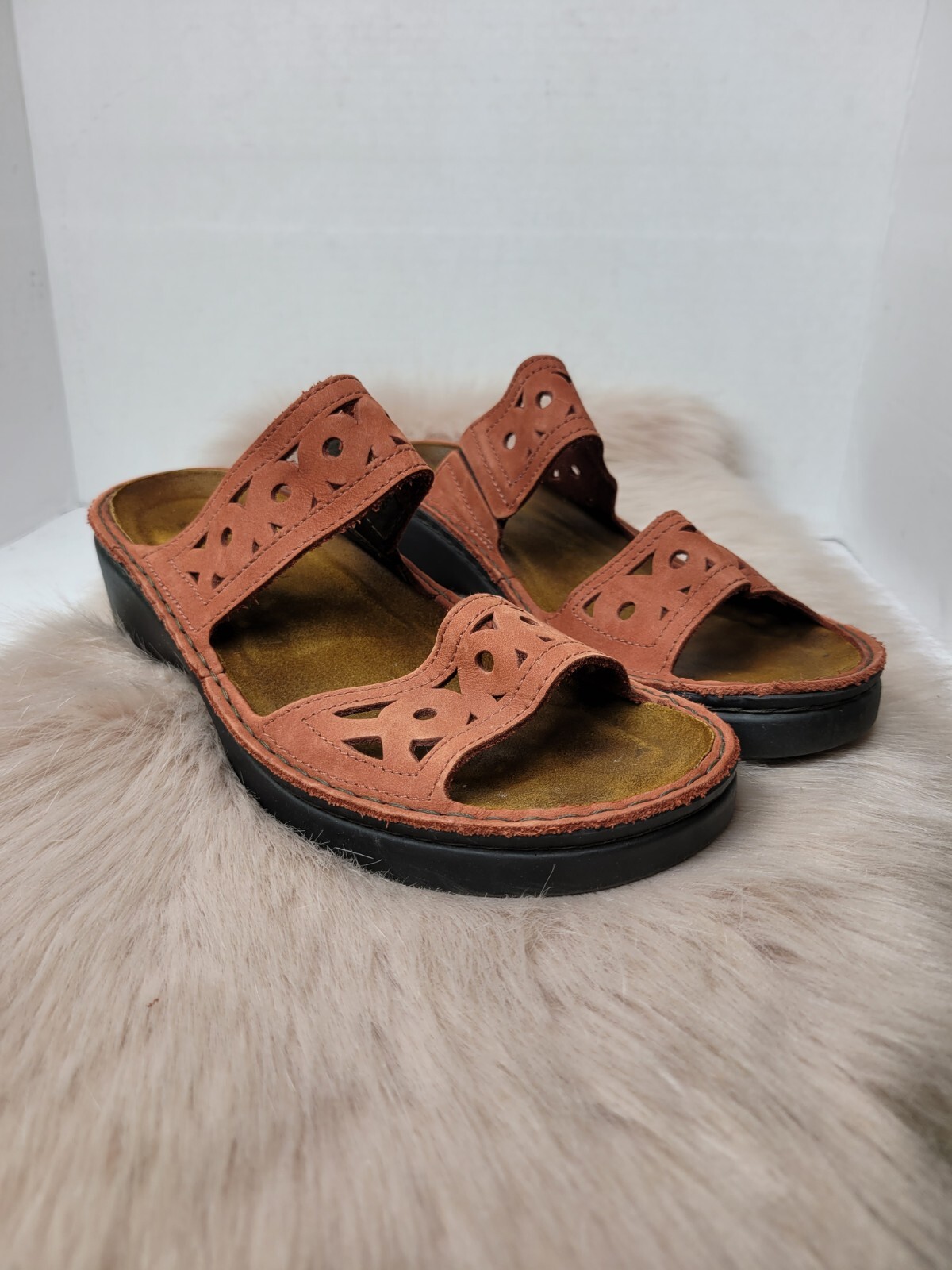 Slide Filigree Naot Brown Filigree Slide Wedge Platform Strap Womens… - Gem