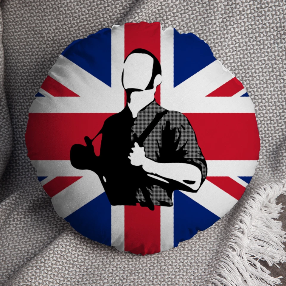 Skinhead Union Jack 14" Round Cushion Decrotive Circle Pillow - Image 2 of 4