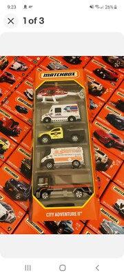 2021 Matchbox 5-Pack City Adventures ll With Helicopter! Trucks!!!