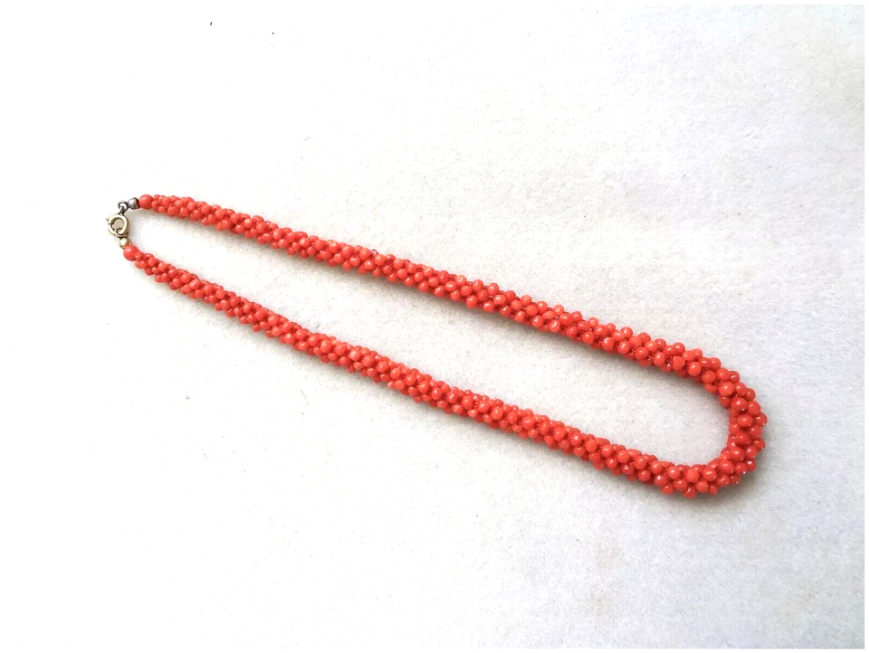 Antique Victorian Woven Red Coral Necklace eBay