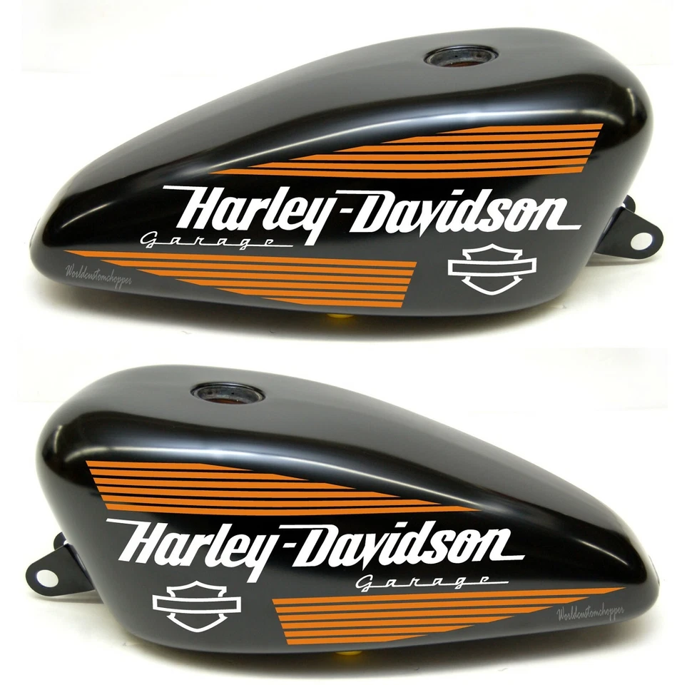 WORLDCUSTOMCHOPPER Adesivi serbatoio moto custom compatibili per Harley Davidson Garage