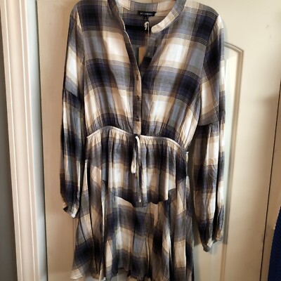Blue Pepper Plaid Dress Size L