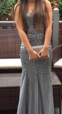 silver sequin mermaid style prom dress size 8, great condition 