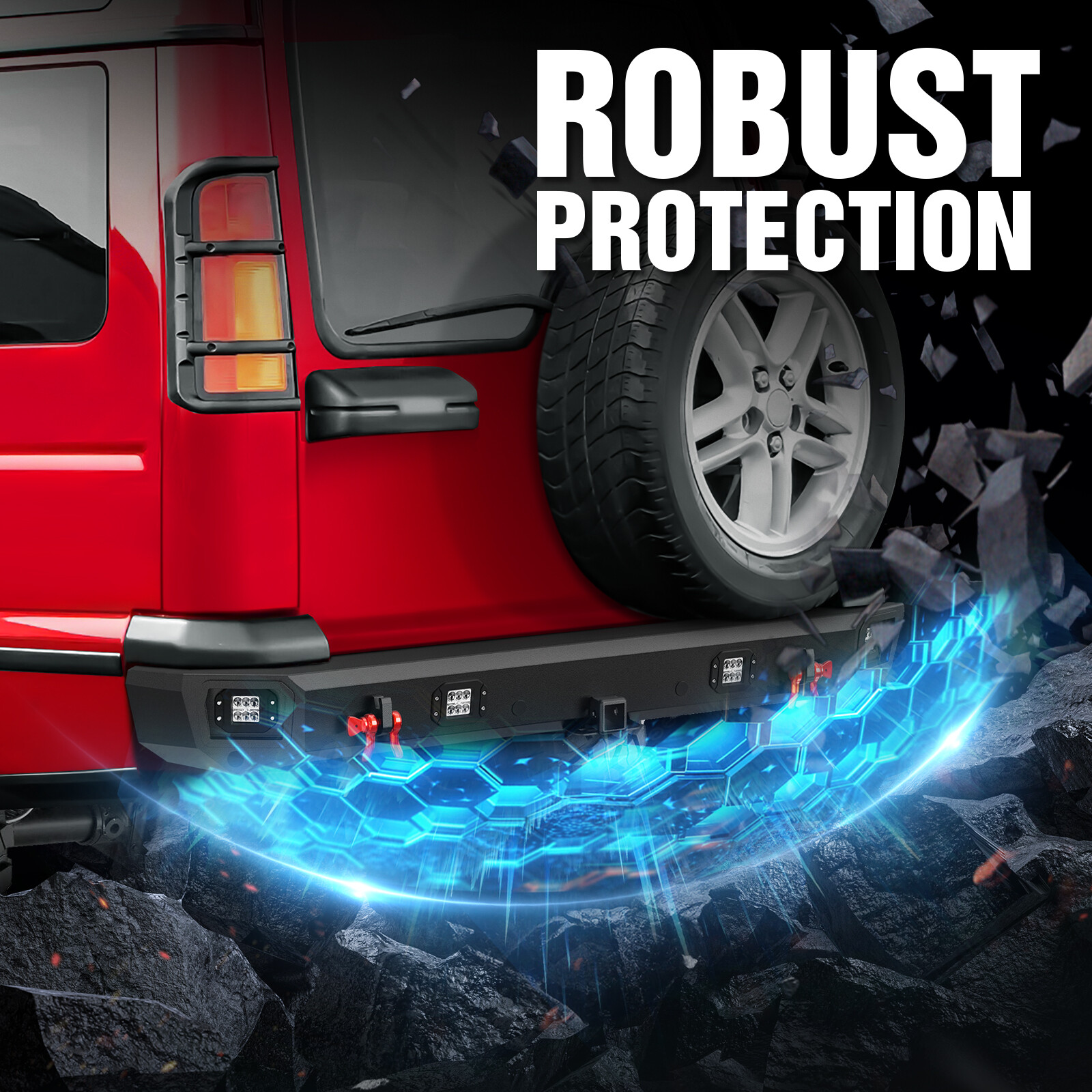 With 2" Standard Hitch Receiver Rear Bumper For 1999-2004 Land Rover Discovery 2