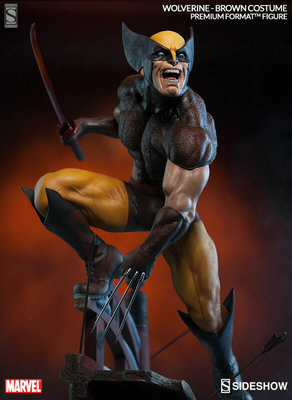 SIDESHOW EXCLUSIVE X-MEN WOLVERINE BROWN COSTUME PREMIUM FORMAT