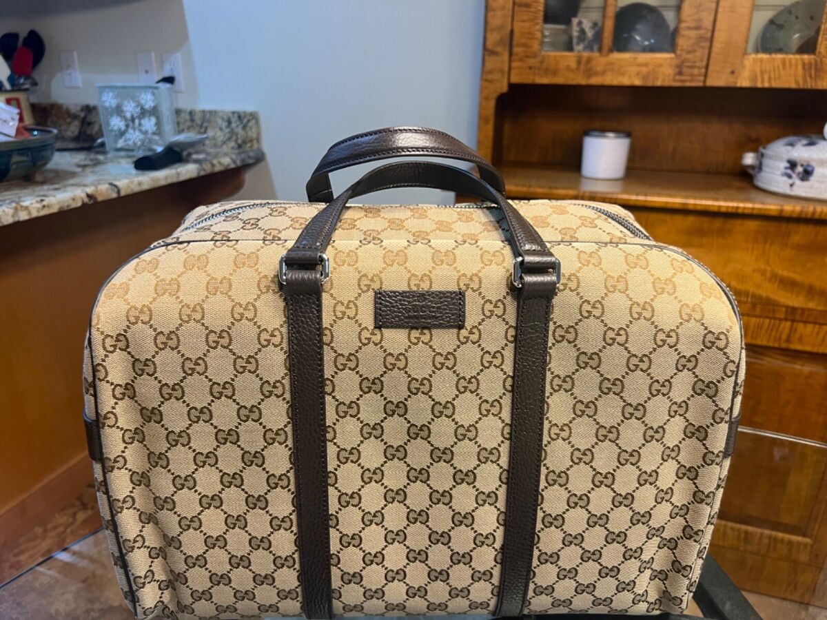 GUCCI GG Monogram Boston Travel Duffle Bag Large New Leather GUCCI GG Monogram Boston Travel Duffle Bag Large New Leather