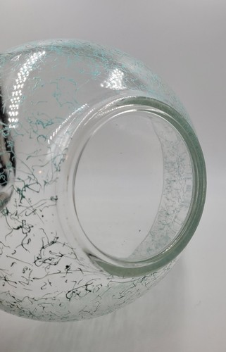 Teal ATOMIC GLASS PUNCH MIXING SERVING BOWL & 8 CUPS Spaghetti Swirl Drizzle MCM - Picture 5 of 9