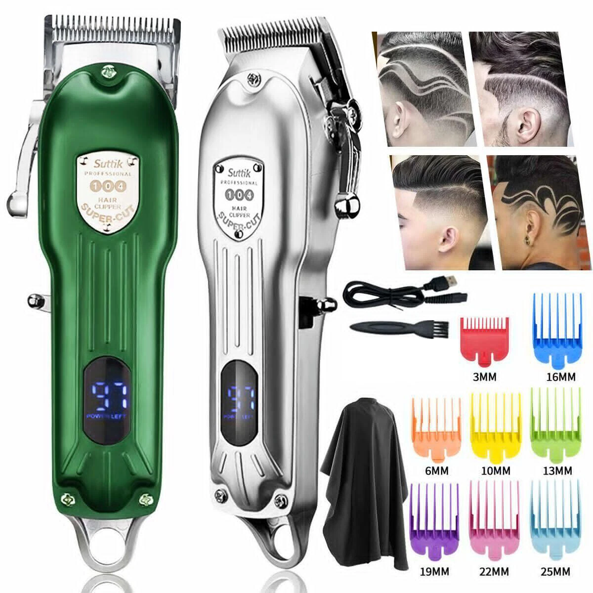 Professional Barber Hair Clippers Cordless Men Beard Cutting Machine Kit |