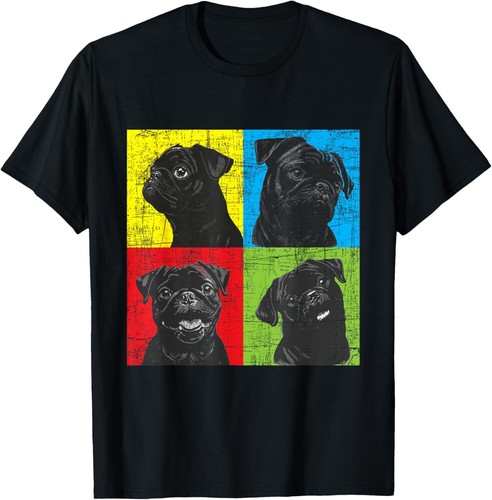 Colorful Pug Face Portrait - Dog Lover Puppy Pet Owner T-Shirt Hoodie
