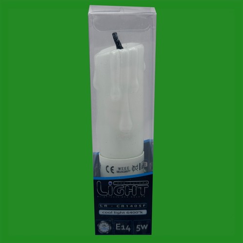 8x 5W CFL Wax Drip Effect Real Candle Light Bulbs, Daylight White 6400K, SES E14 - Picture 9 of 10
