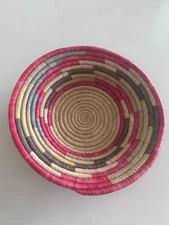 Woven Coiled Basket Multicolored Decorative Storage Beautifully Made