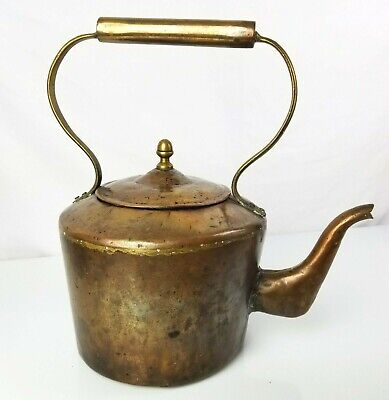 rustic copper teapot Vintage copper and brass teapot copper kitchen, coffee pot copper coffee kettle farmhouse kettle