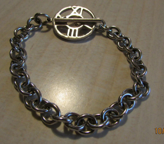 Roman Numeral Clock Face Toggle Link Bracelet + - image 4