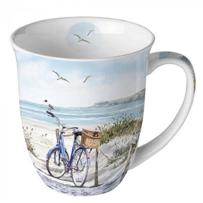 Ambiente Kaffeetasse Teetasse Becher Mug 0,4l Bike at the Beach Fine Bone China