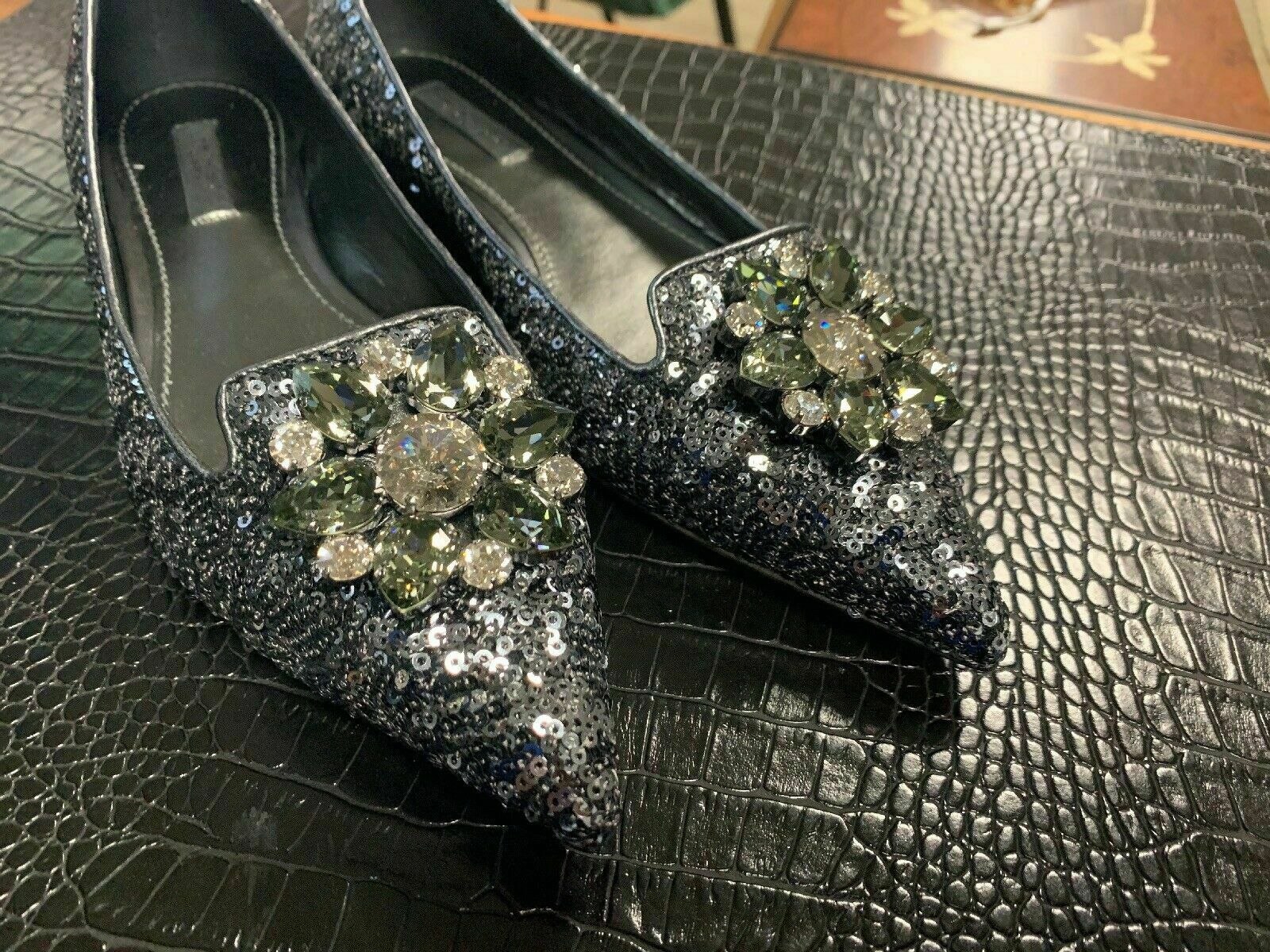 Dolce Gabbana Jeweled Jewelry Ballerinas Flats Slipper Shoes Mule Sandal