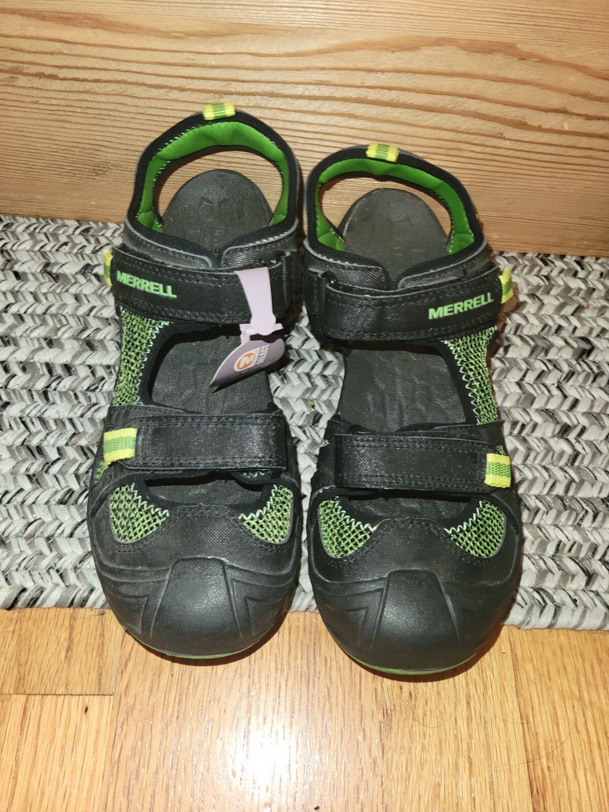 NUOVO Sandalo Merrell Hydro Rapid Escursionismo Sport Nero Verde Ragazzi Giovani Bambini Grandi taglia 5